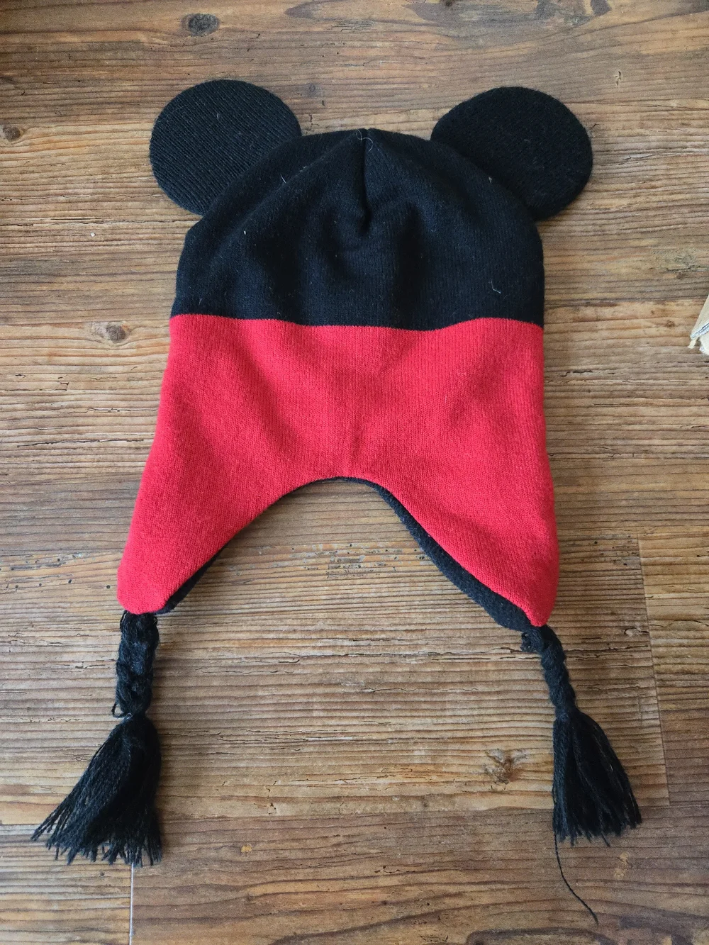 Disney Toddler Red and Black Mickey Mouse Earflap Hat